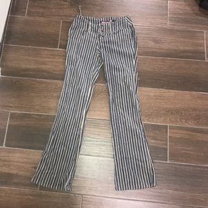 Bubblegum wide leg striped pants.